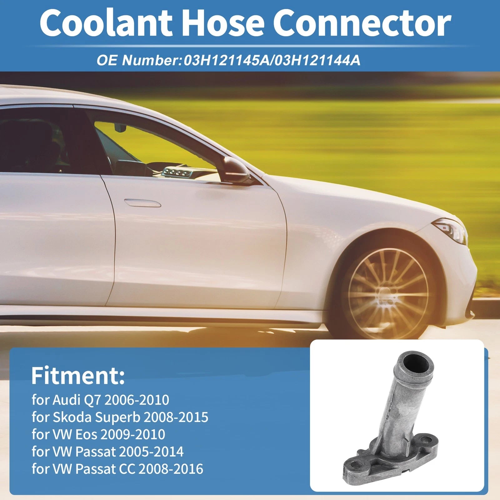 Engine Coolant Hose Connector Replacement for Audi Q7 2006–2010 Plastic