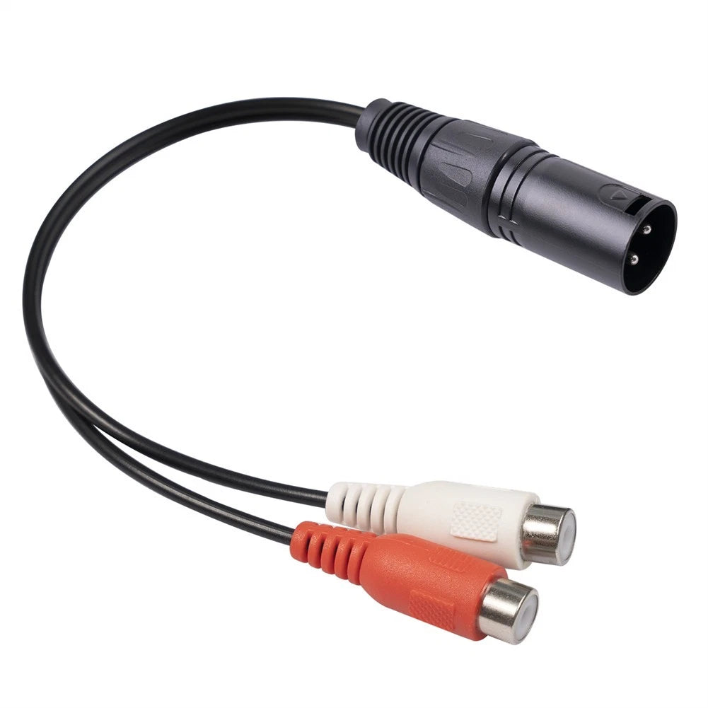 XLR Male to 2RCA Female Microphone Adapter Cable Color Coded
