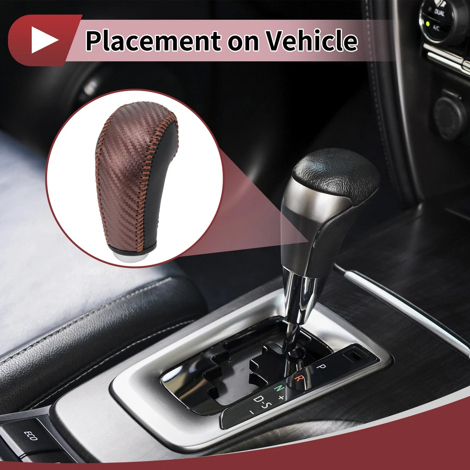 Gear Shift Knob Cover Replacement for Subaru Forester (2014–2017) Carbon Fiber