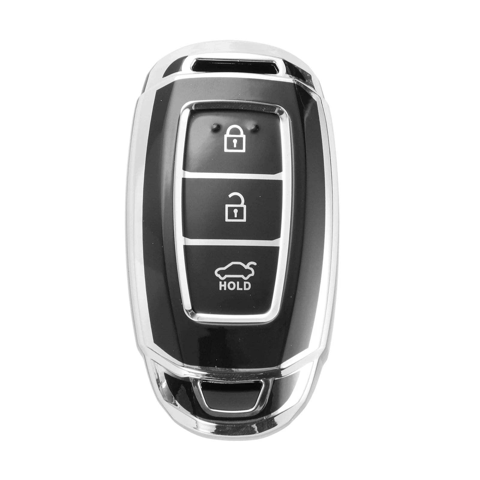 TPU Silicone Car Key Case with Silver Edge for Hyundai i10 (2011–2023)