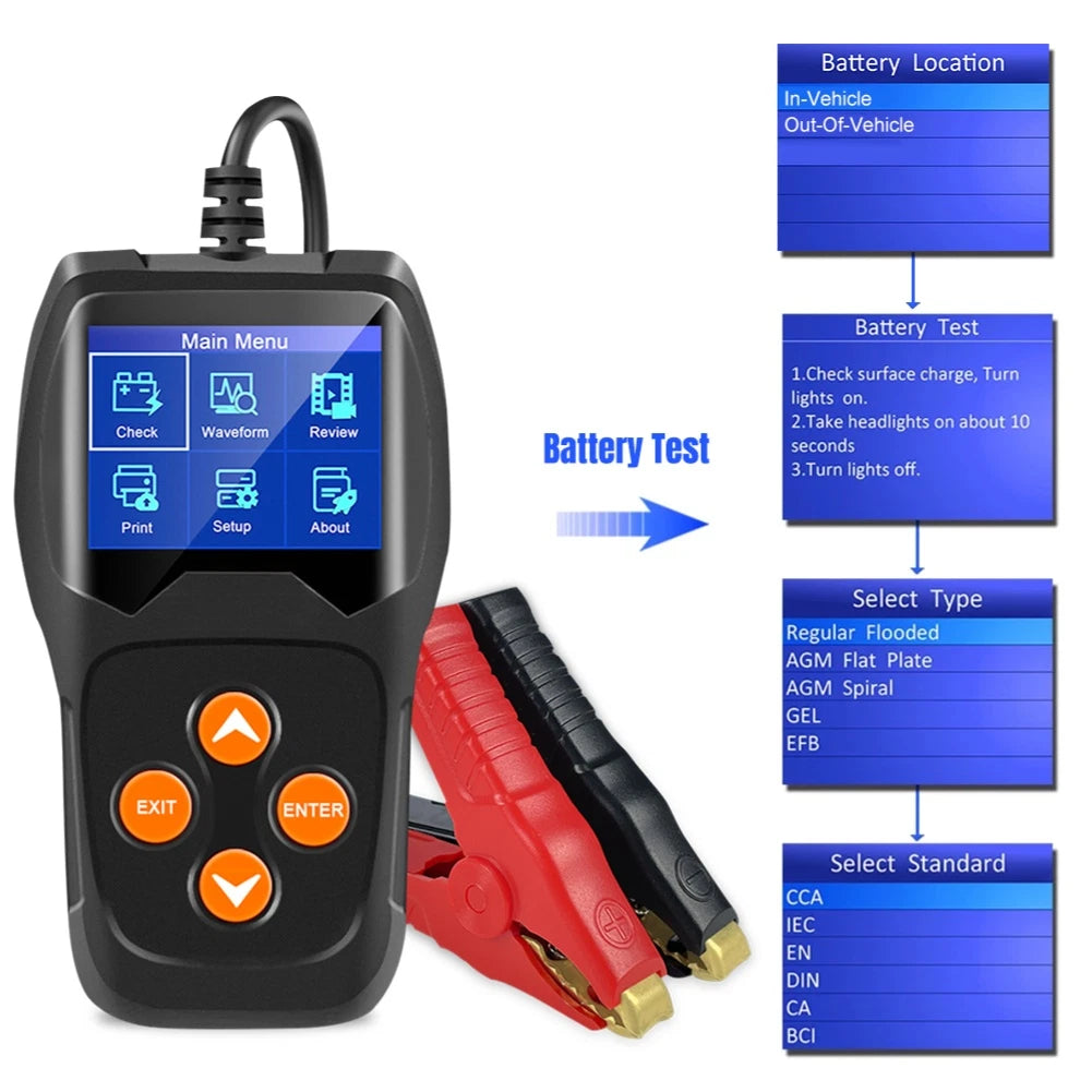 TFT LCD Battery Tester for 12V Vehicles (2010–2023)