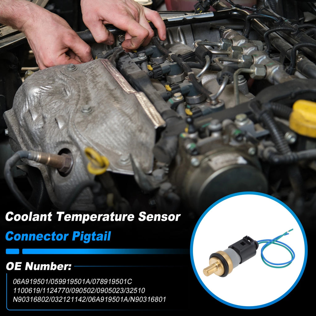 Water Coolant Temperature Sensor with Connector Harness for Audi (2000–2005)