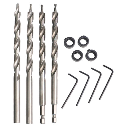 3 8-Inch Pocket Hole Drill Bits with Hex and Round Shanks