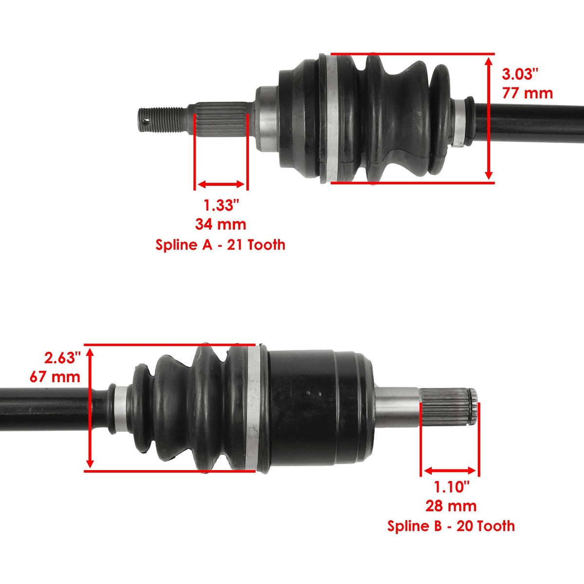 Caltric Front Left Complete CV Joint Axle for Honda (42350-HN2-003) (2006–2013)