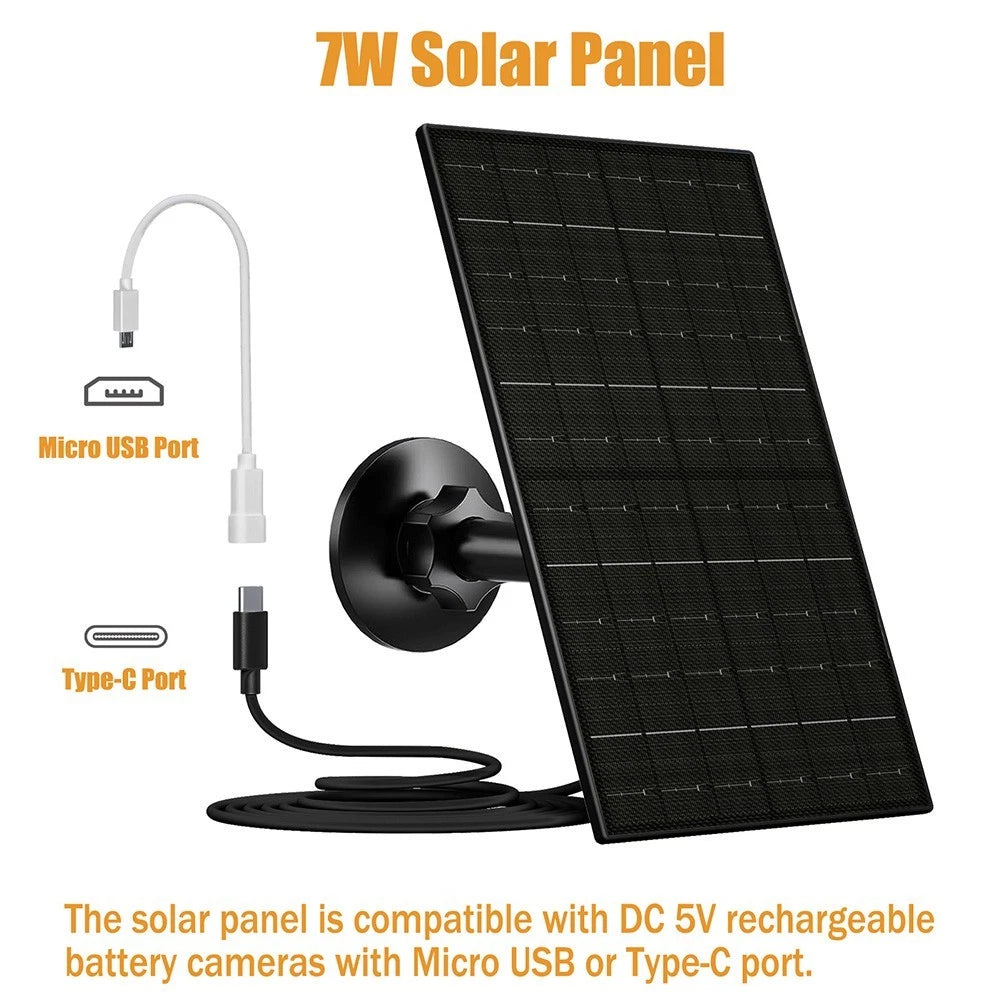 7W Solar Panel for Cameras (IP66 Waterproof, Adjustable Voltage)