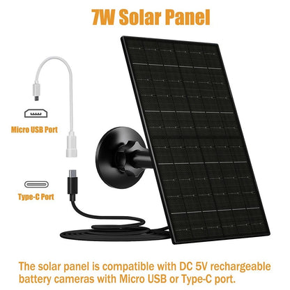 7W Solar Panel for Cameras (IP66 Waterproof, Adjustable Voltage)