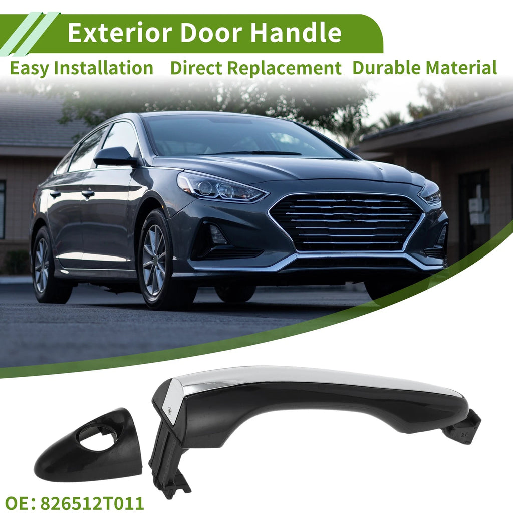 Exterior Door Handle Replacement Front Left for Hyundai Black Silver Tone (2011–2020)