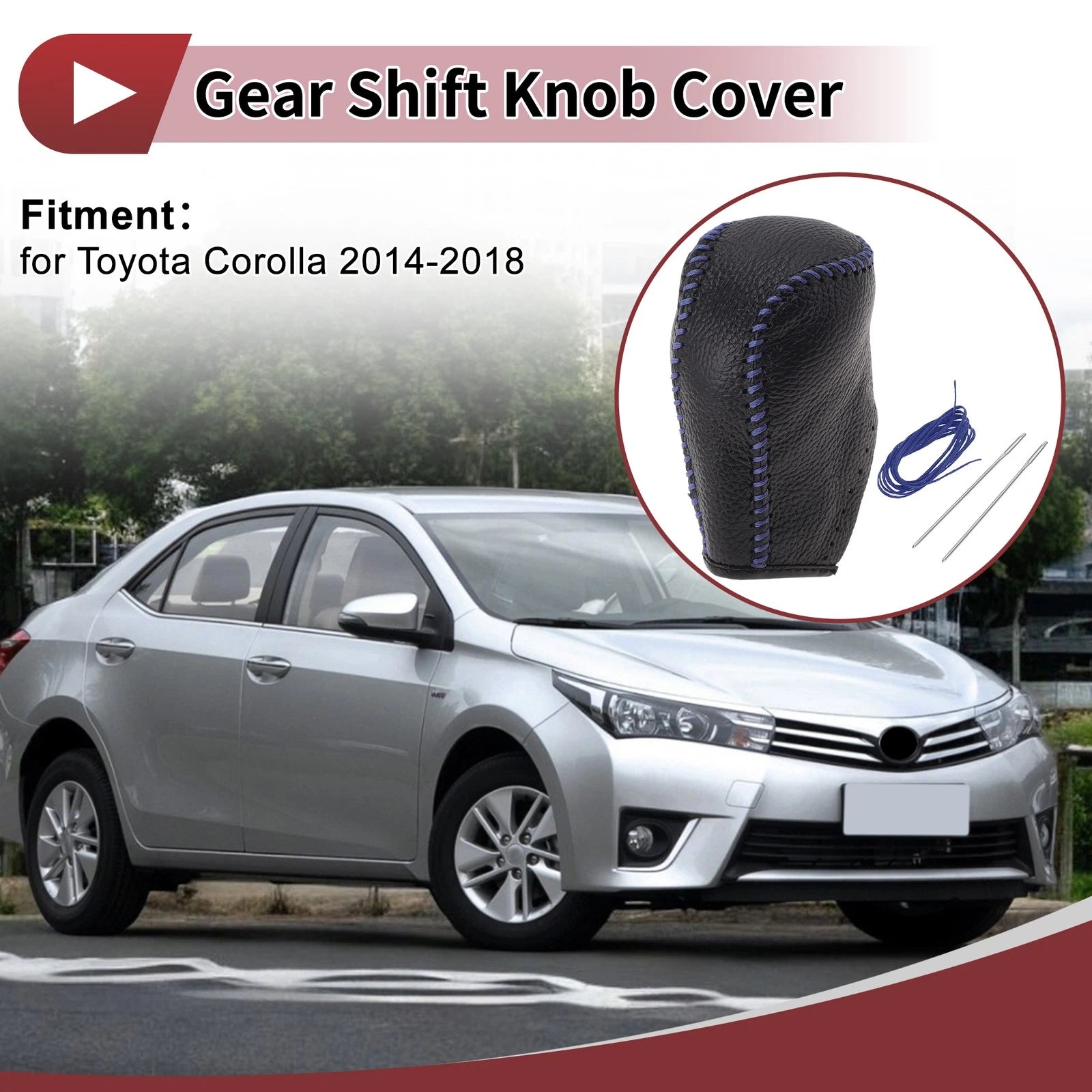 Gear Shift Knob Cover Replacement for Toyota Corolla (2014–2018) Faux Leather