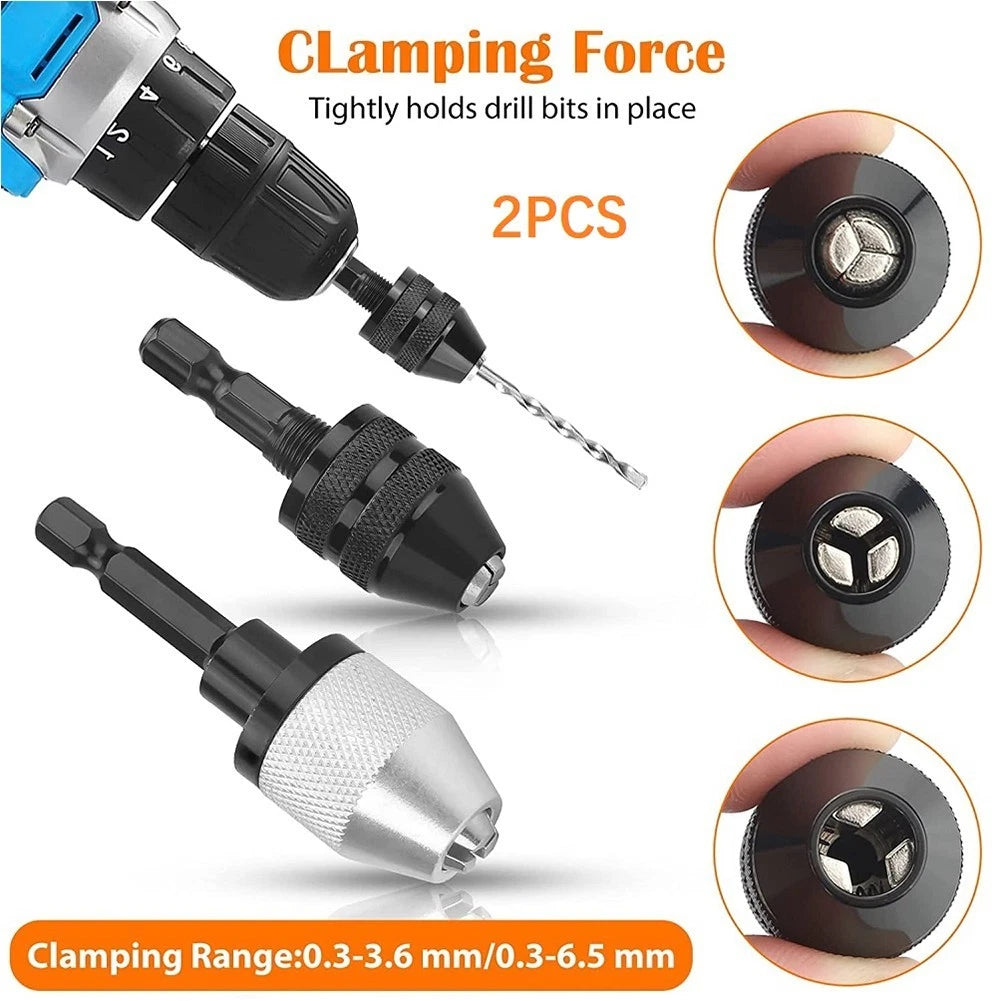 Keyless Drill Chuck Bit Hex Shank Adapter for