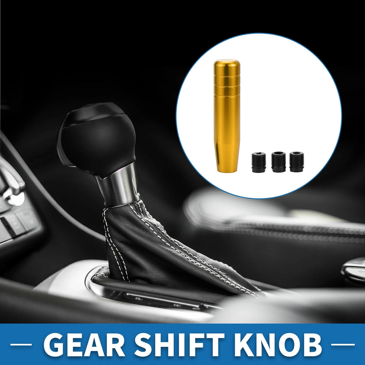 Shift Knob for Universal Vehicles (13cm, Aluminum Alloy, Gold Tone)