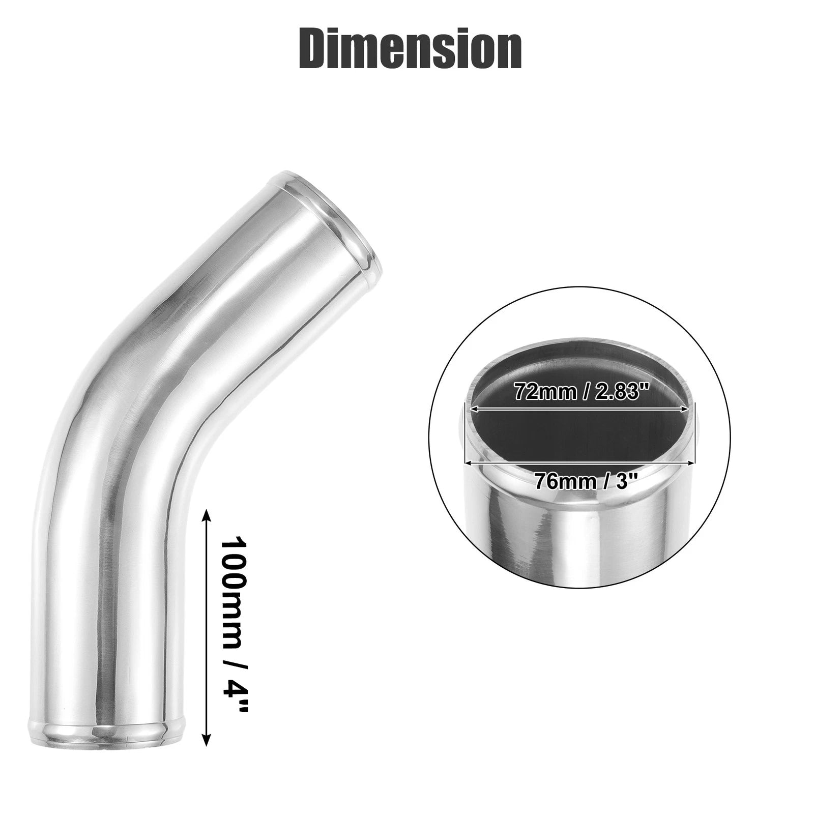 2X 3" Intercooler Pipe Intake Tube 45 Degree Bend Elbow for