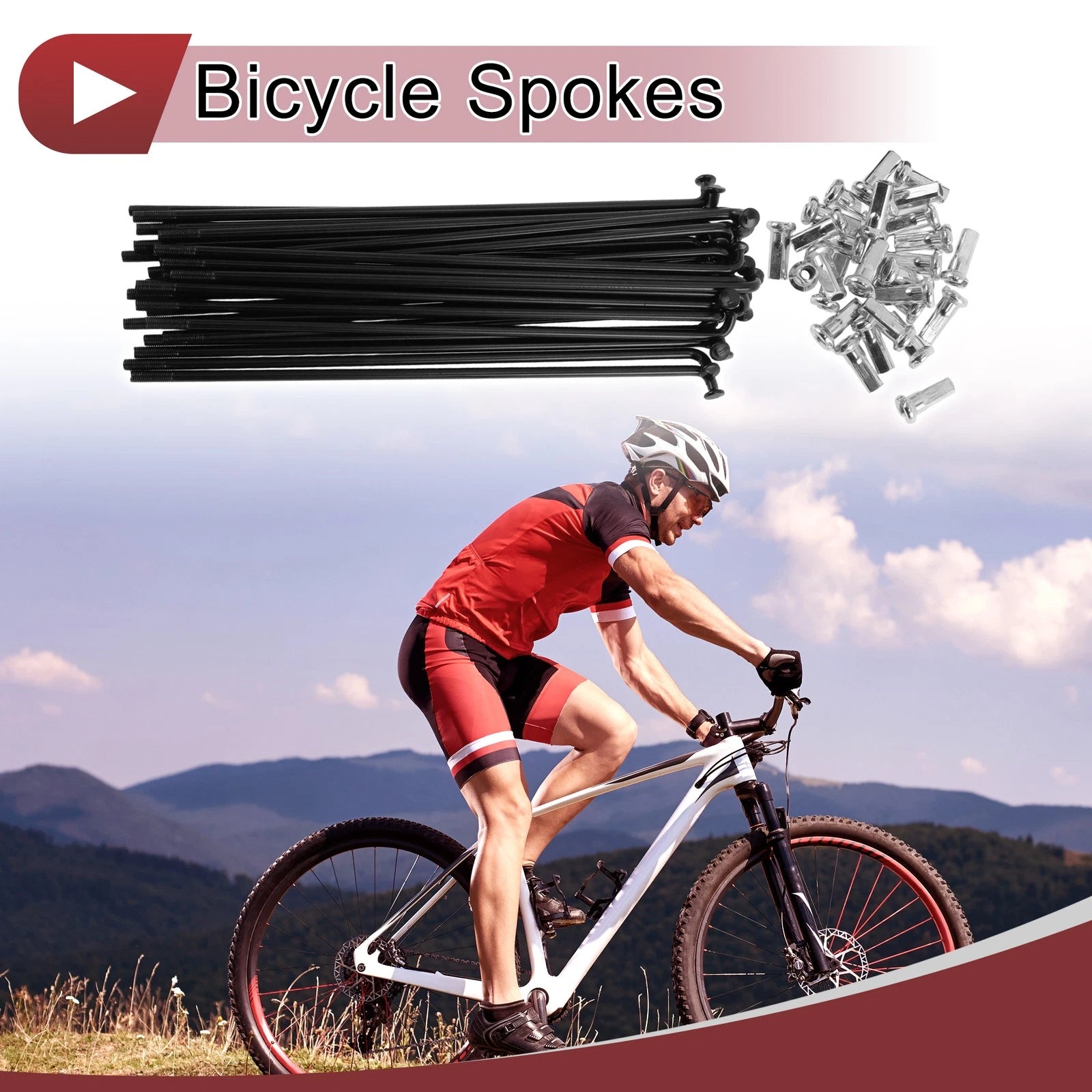 Bicycle Spoke Replacement for 12G 131 mm Carbon Steel Wheels (Black)