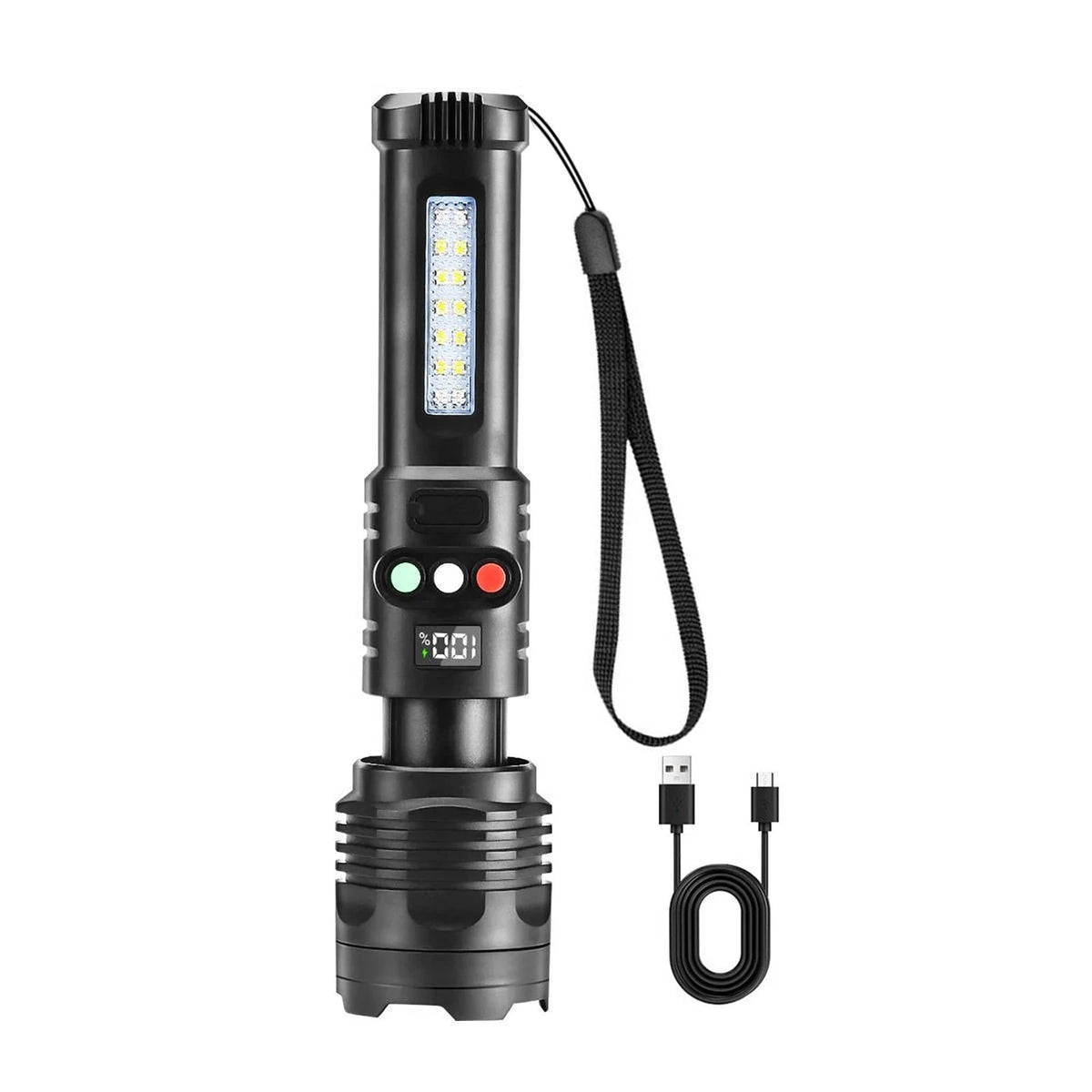 Rechargeable 1200mAh 3 Color LED Flashlight for Car