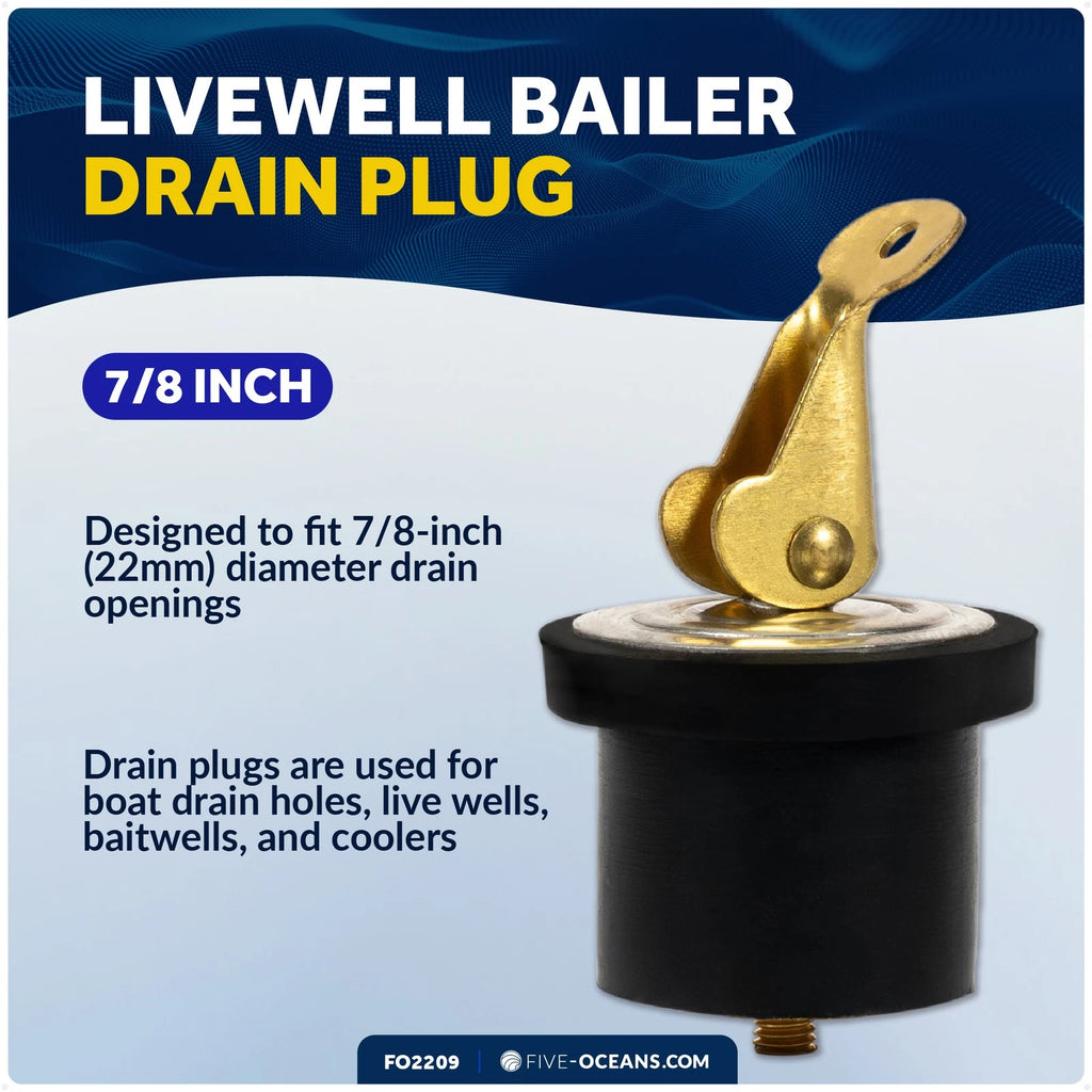 Livewell Bailer Drain Plug for 7/8-Inch Diameter Drains (FO2209)
