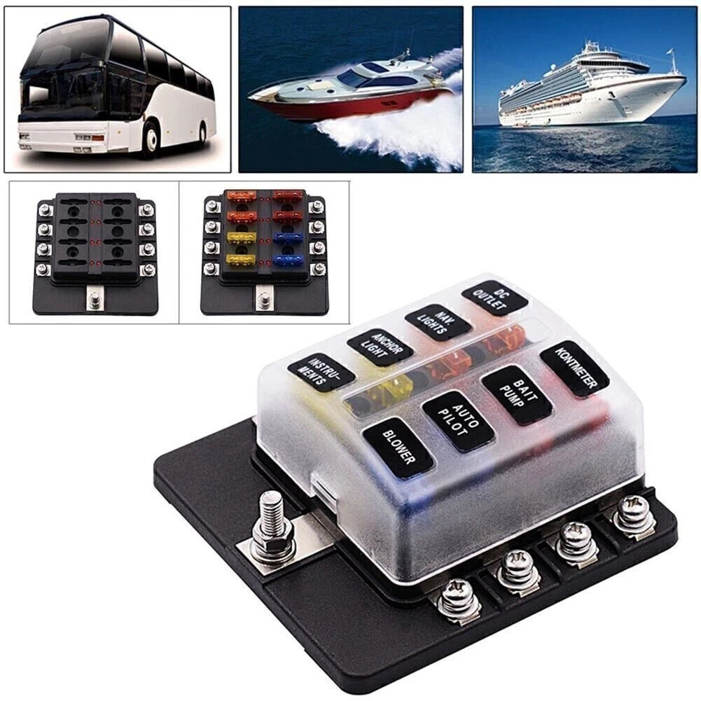 8 Way Blade Fuse Box for Car Boat 32V Waterproof