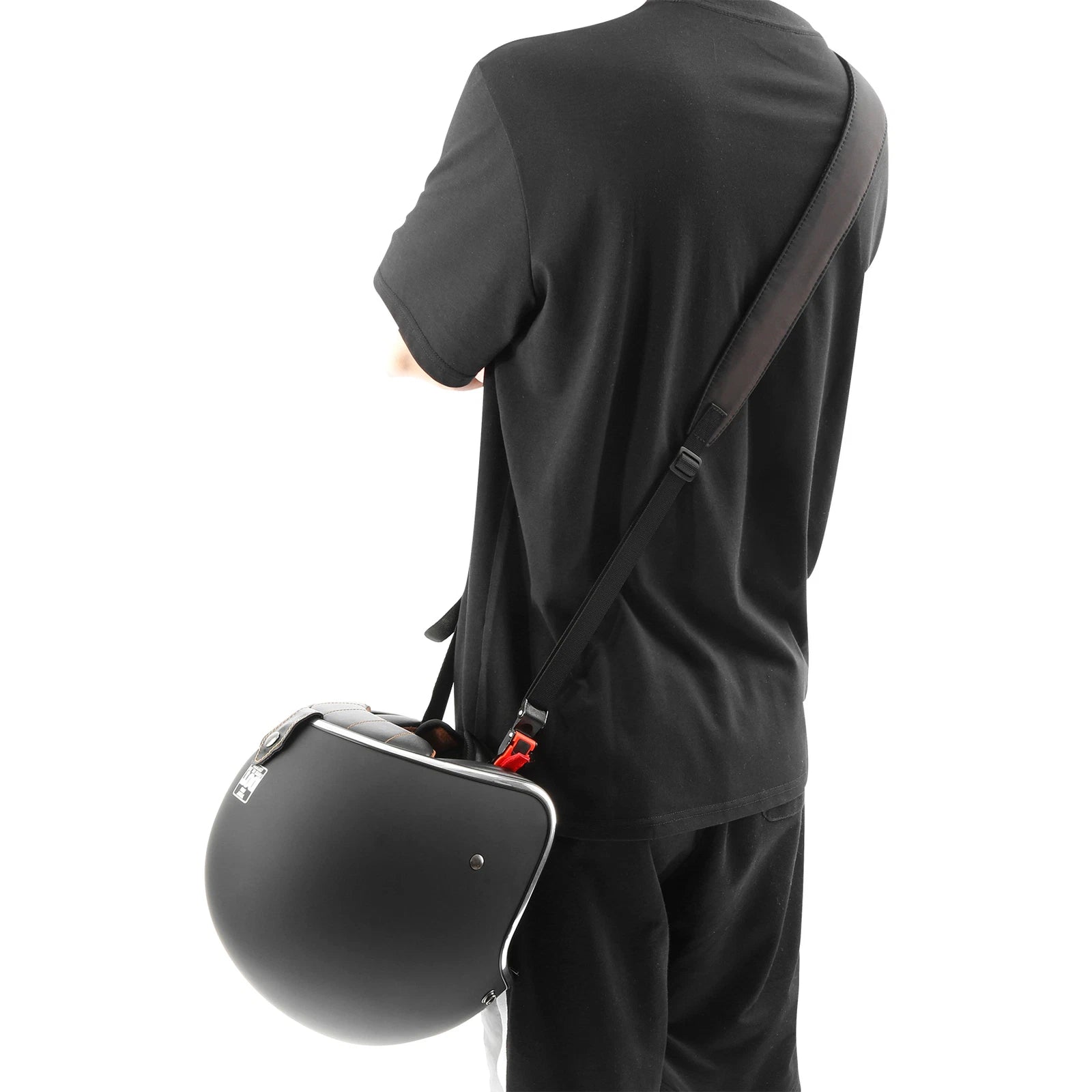Motorcycle Helmet Strap Carrier for Motorcycle (Hands-Free, Black)