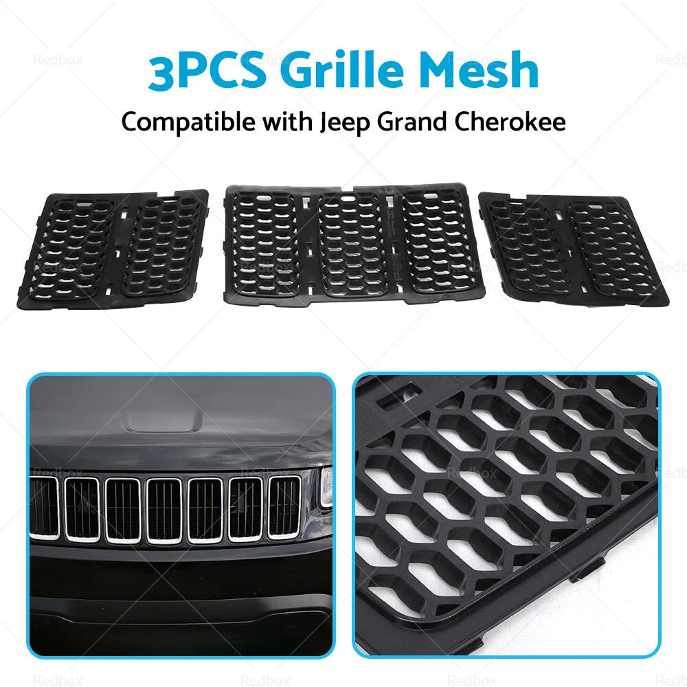 3X ABS Front Grille Mesh Insert Kit for Jeep Grand Cherokee (2014–2016)