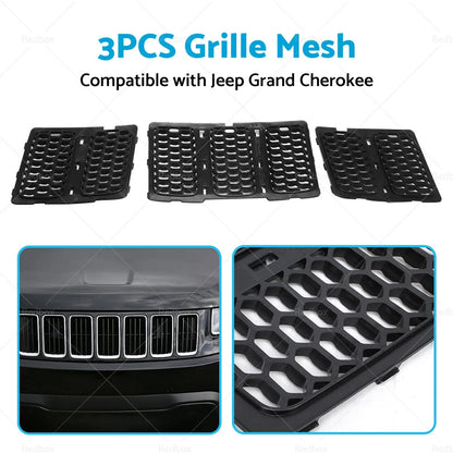 3X ABS Front Grille Mesh Insert Kit for Jeep Grand Cherokee (2014–2016)
