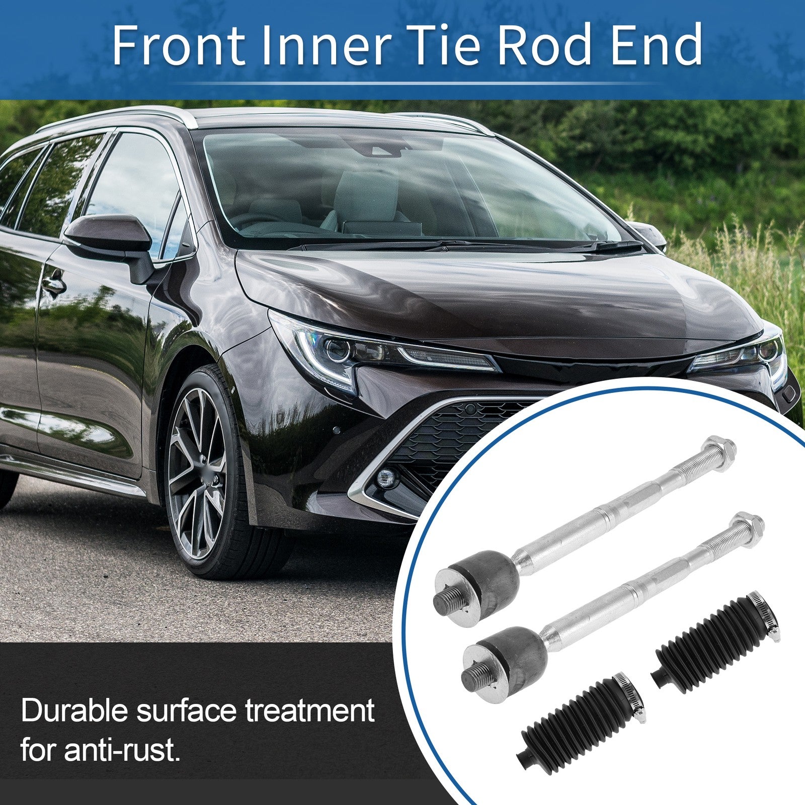 4 Pcs Front Inner Tie Rod End Links with Boot for Toyota Highlander (2008–2019)