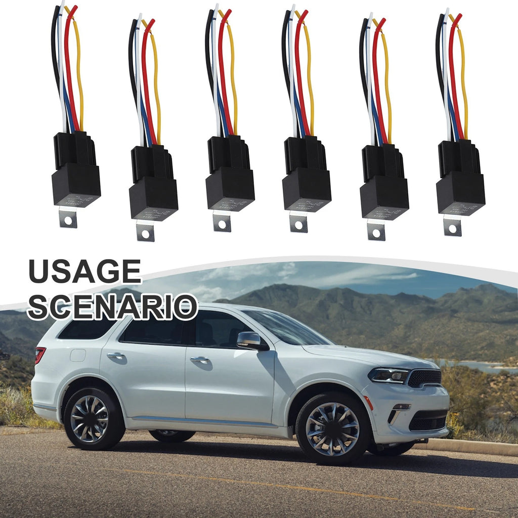 6X 12V 40A 5 Pin Relay with Socket & Wiring for Vehicle Engine Motor