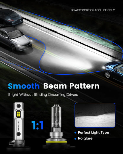 2X LED Headlight Bulbs for Novsight 880 Low Beam (6000K)