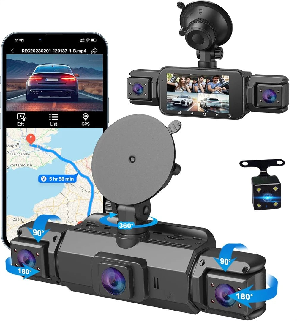 360° Dash Cam for Front and Rear Inside (FHD 1080P)