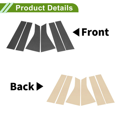 6 Pcs Pillar Window Trim for Chevy Blazer (2019–2024) Carbon Fiber Black