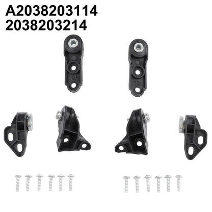 Front Pair Headlight Repair Bracket for Mercedes C Class W203 (2000–2007) Black ABS