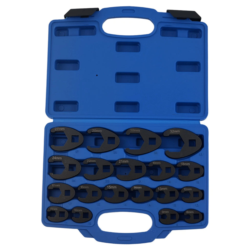 Set of 19 Crows Foot Wrenches 1/2" 3/8" 8-32mm Socket Tool Kit