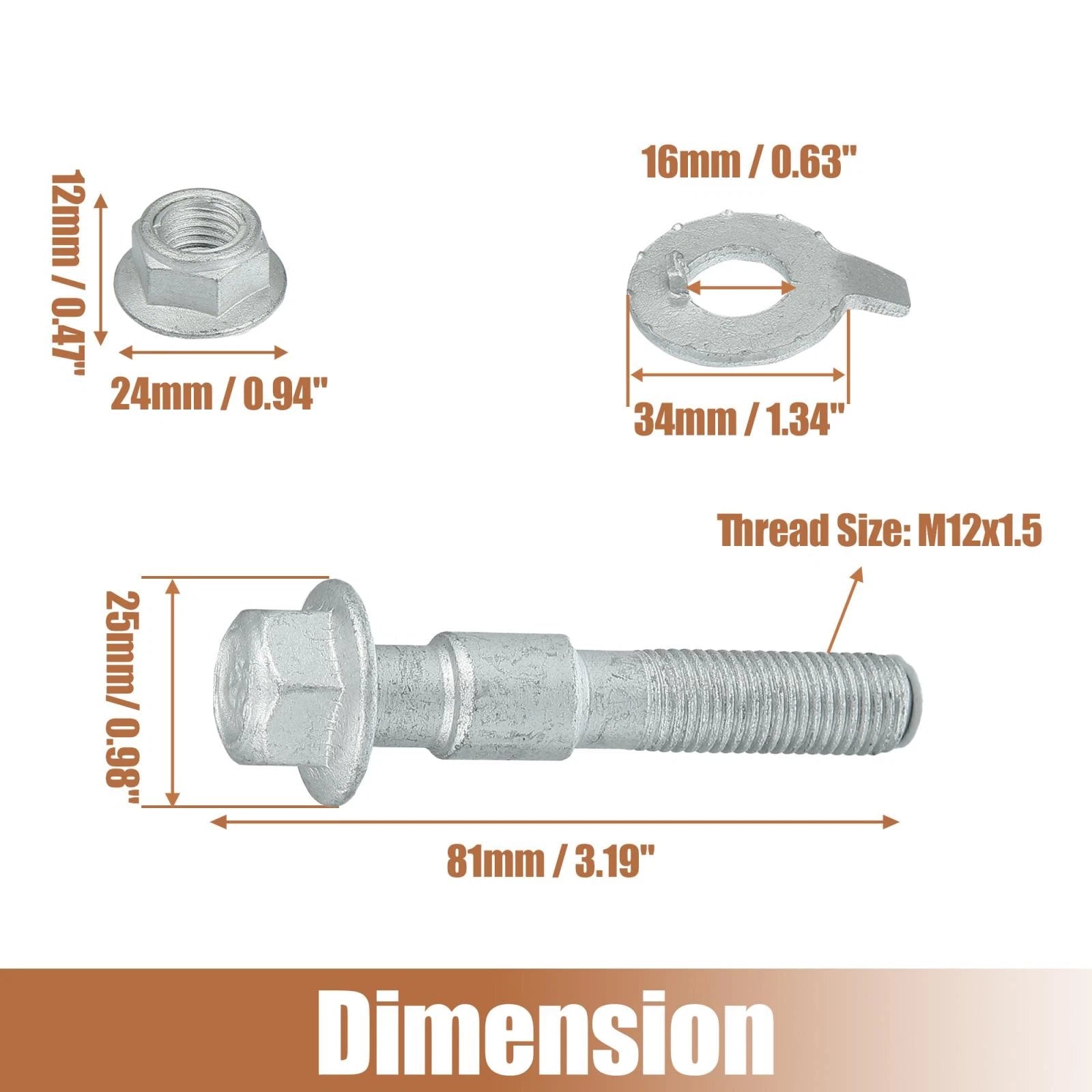 Alignment Camber Caster Adjusting Bolt Set for Dodge Sprinter 3500 (2007–2021)