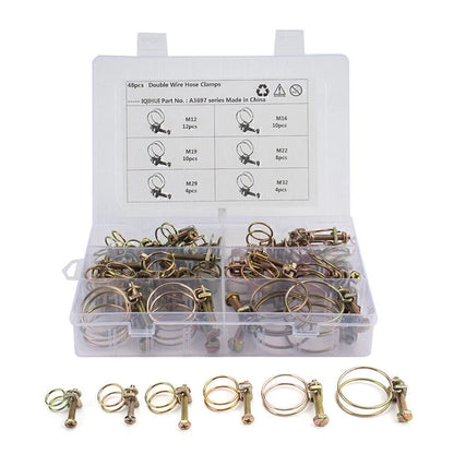48PCS Double Wire Hose Clamp Kit for Classic Vehicles
