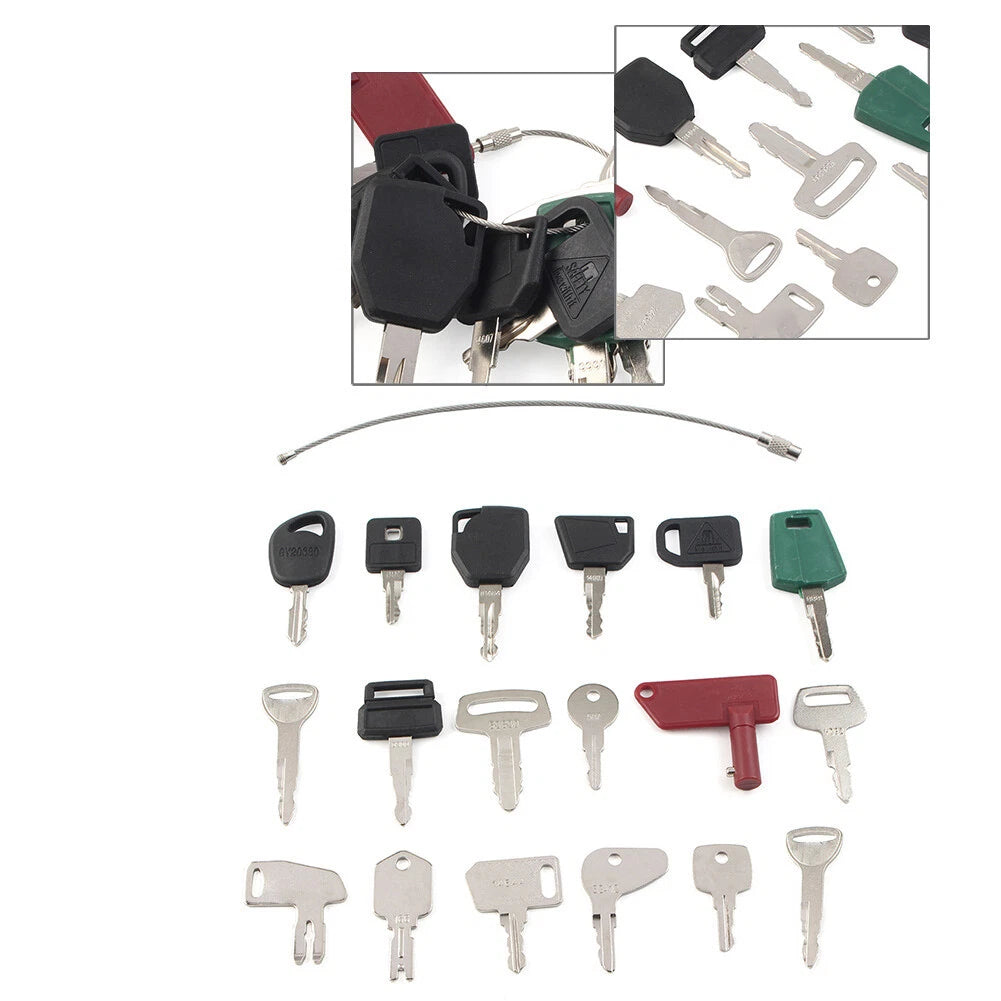 18 Ignition Key Set for John Deere, Volvo, Kubota (Heavy Equipment)