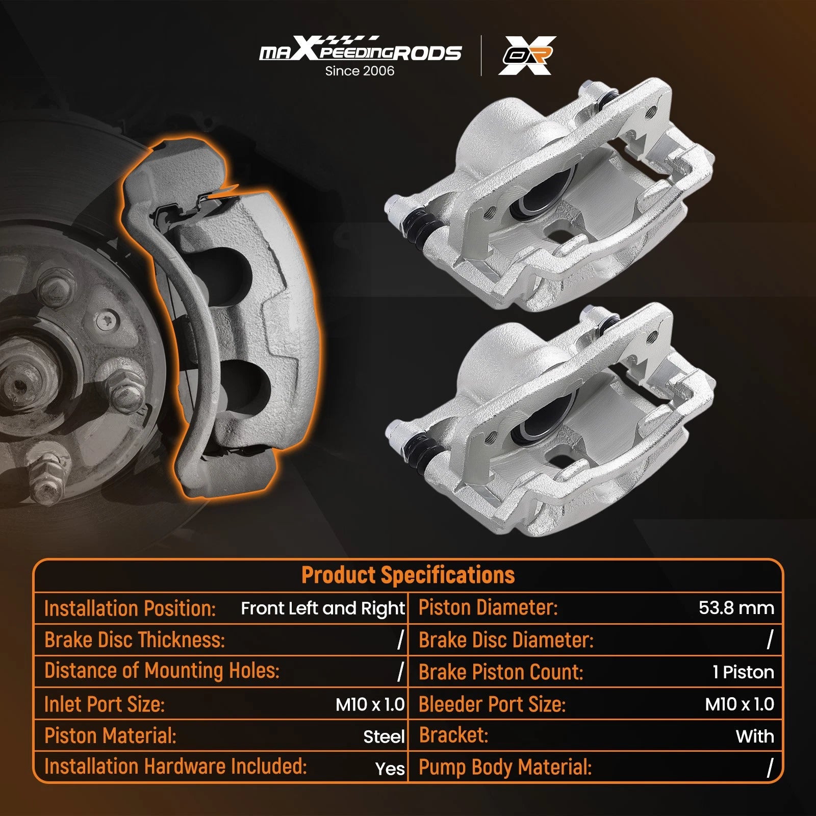 Front Left Right Brake Calipers w/ Bracket for Honda Civic Insight (2001–2005)