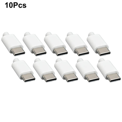 10pcs USB C Male Connector Solderable Design Black/White Shell