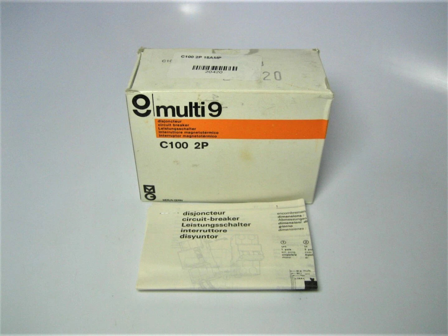 2-Pole 15 Amp Type U Circuit Breaker for Merlin Gerin Multi 9 System (20420)