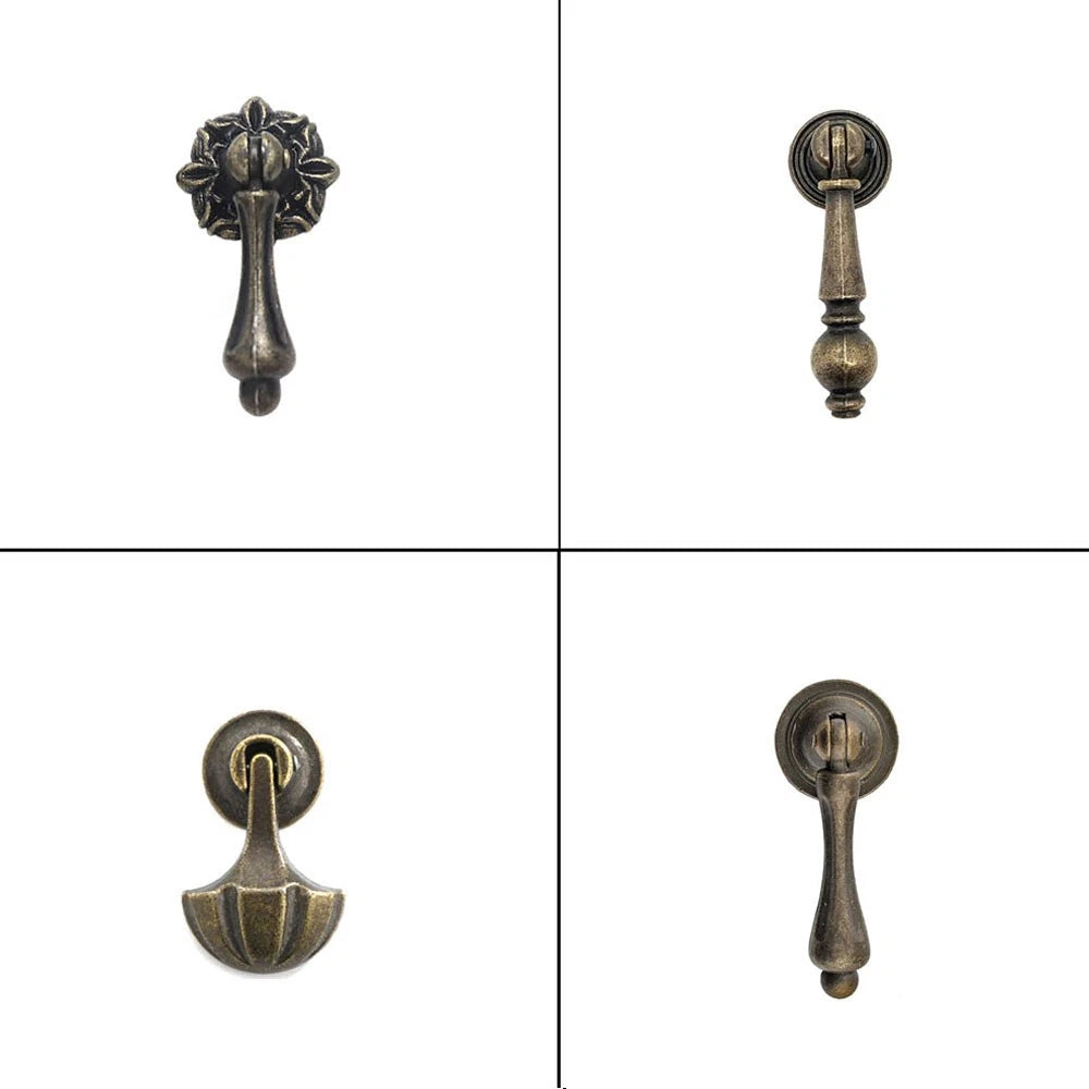 Set of 10 Antique Door Pull Knobs for Cabinet Drawer Hardware