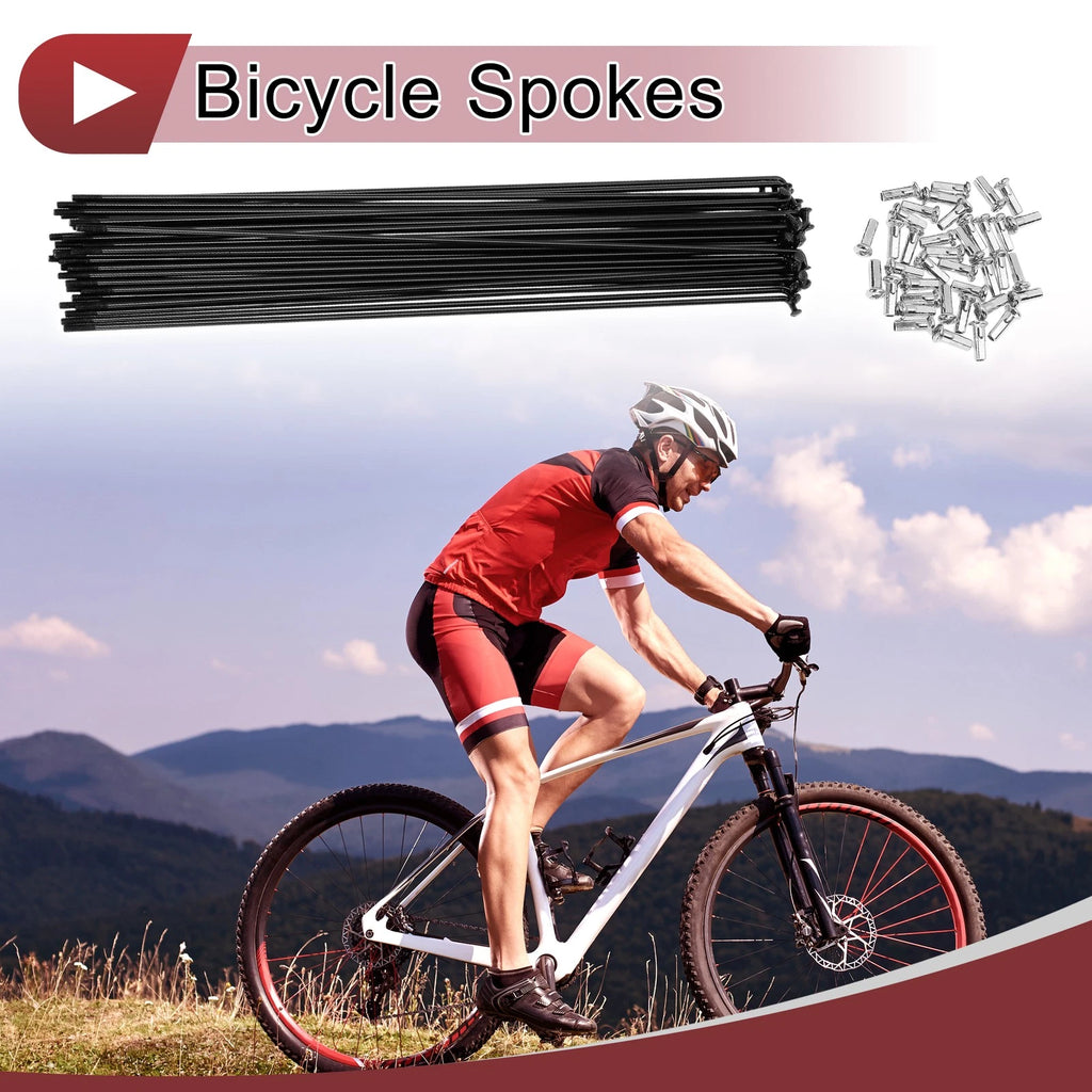 Bicycle Spokes 254mm Carbon Steel Replacement for 13G Wheel (38-Pack)