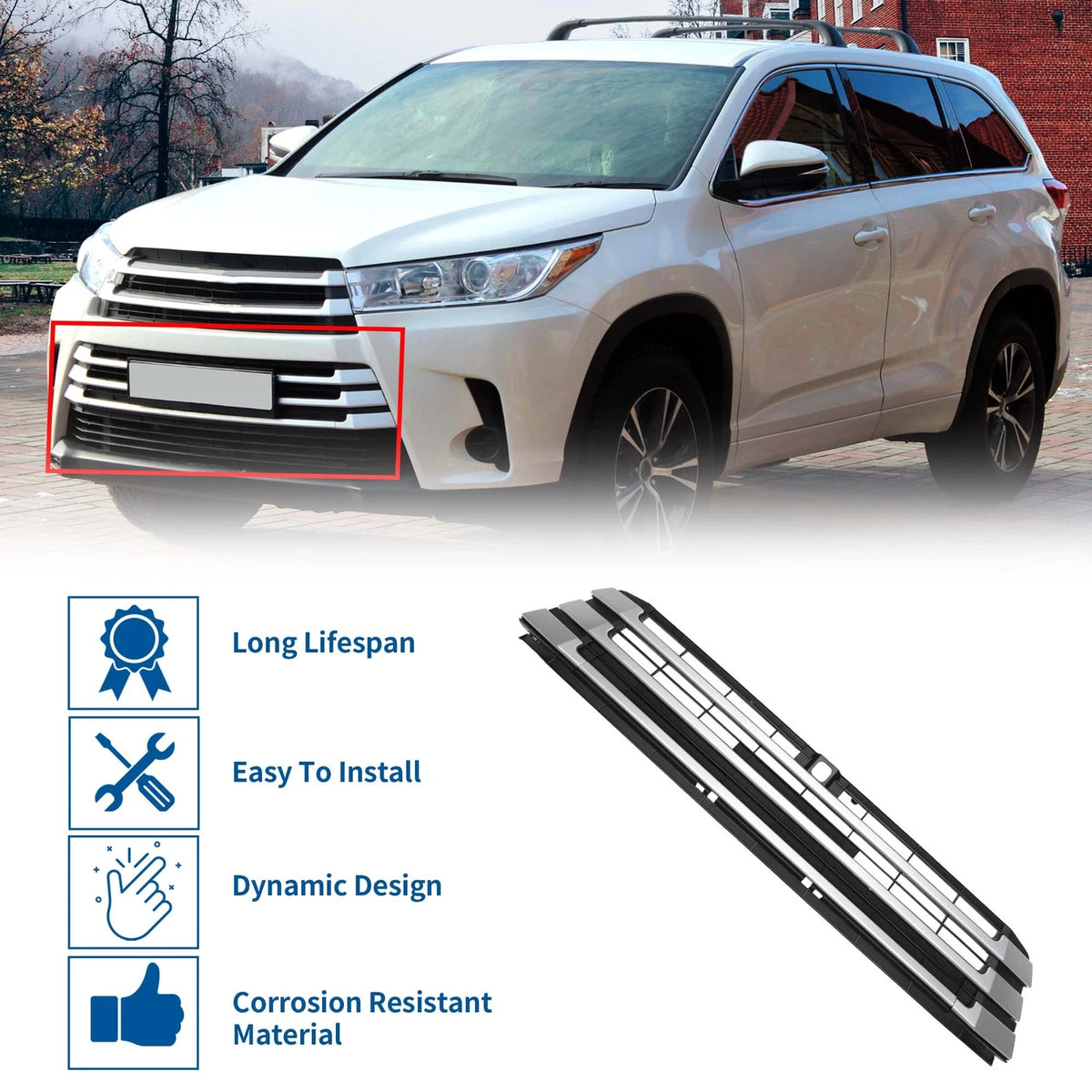 Front Hood Bumper Grille for Toyota Highlander (2017–2019) No.531020E070