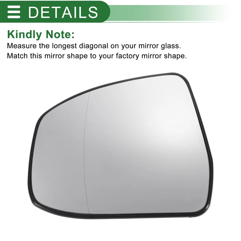 Left Side White Mirror Glass Non Heated Aspherical w Back for Ford Focus (2012–2018)