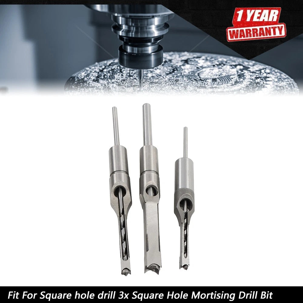 3PC Mortise Chisel Drill Bit Set for Woodworking Tools