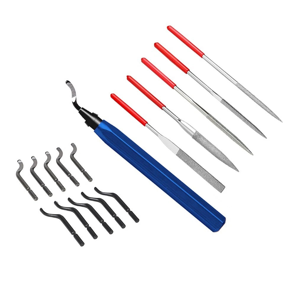 17PCS Deburrer Kit for Cross Holes and Curved Edges