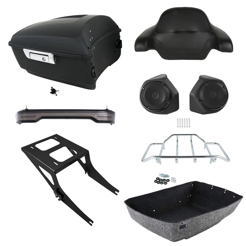 Trunk Backrest Speakers Light Mount Rack for Harley Fat Boy (2008–2017)