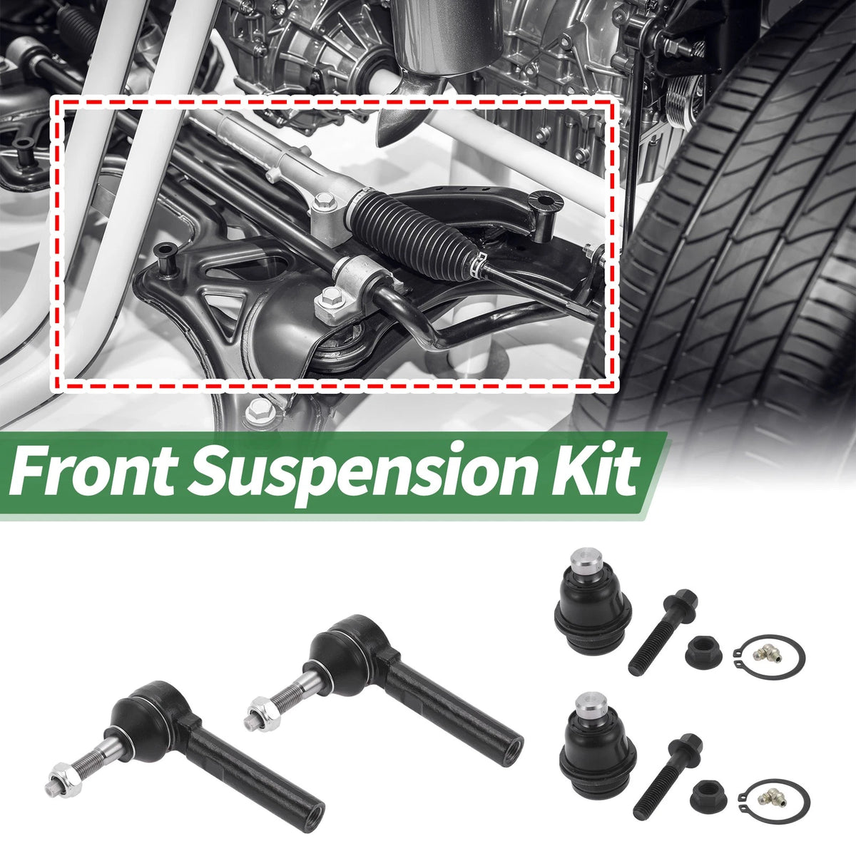 Set of 4 Front Suspension Kit Outer Tie Rod Ends Lower Ball Joint for Jeep Compass (2007–2023)