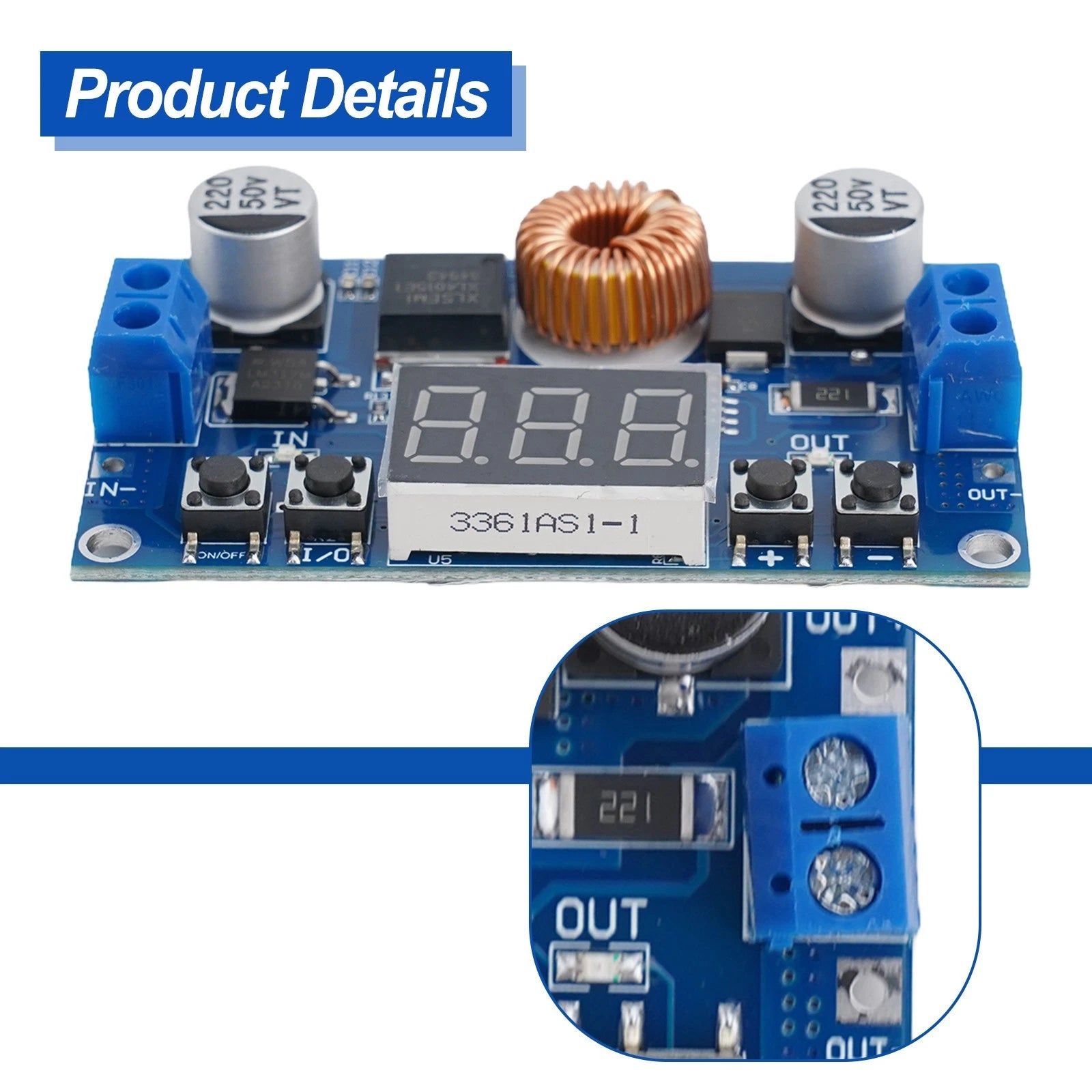 Digital Control CNC Power Supply Adjustable Stepdown 5A 75W with Voltmeter