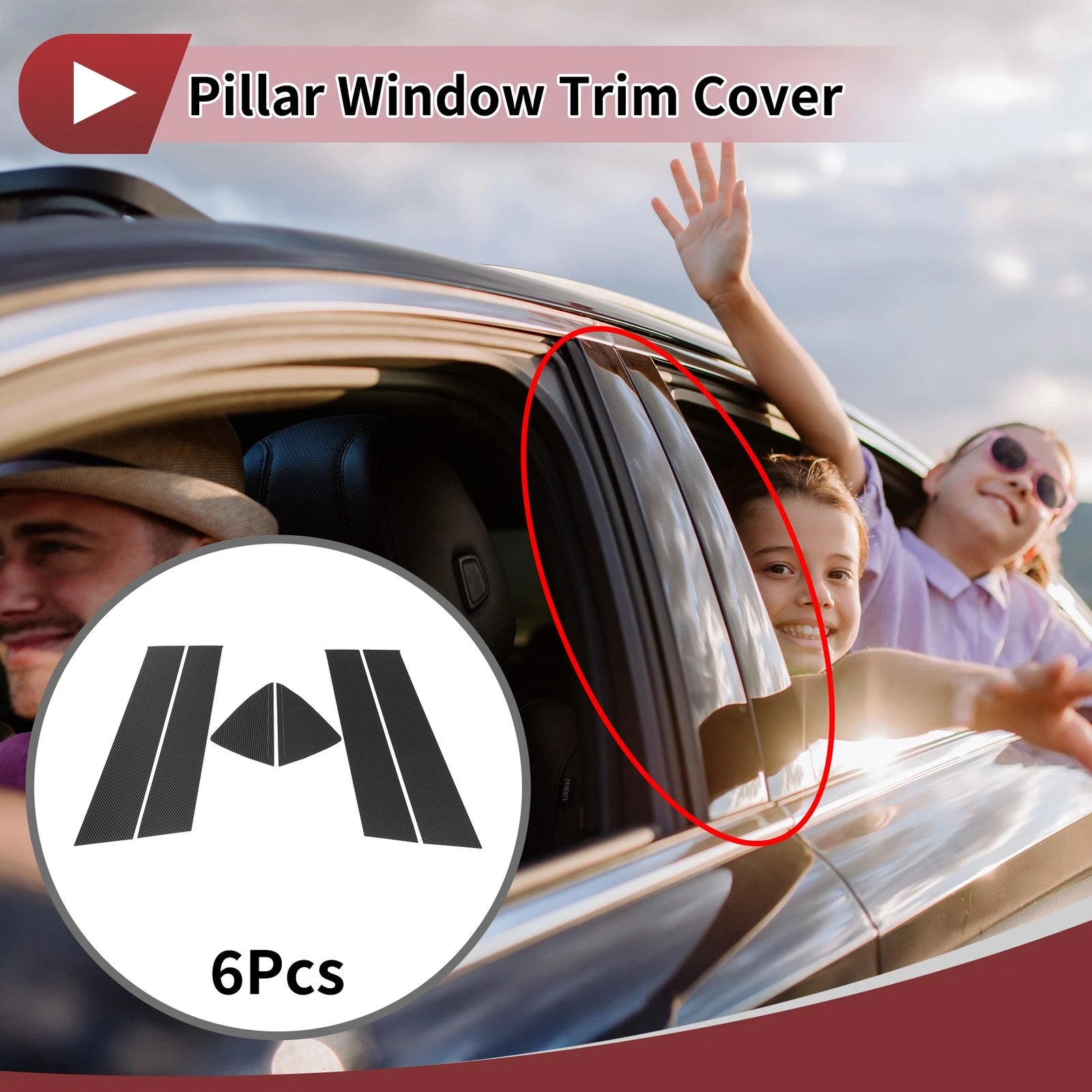Front Rear Left Right Door Pillar Window Trim for Mazda 2 Demio (2014–2023) 6 pcs