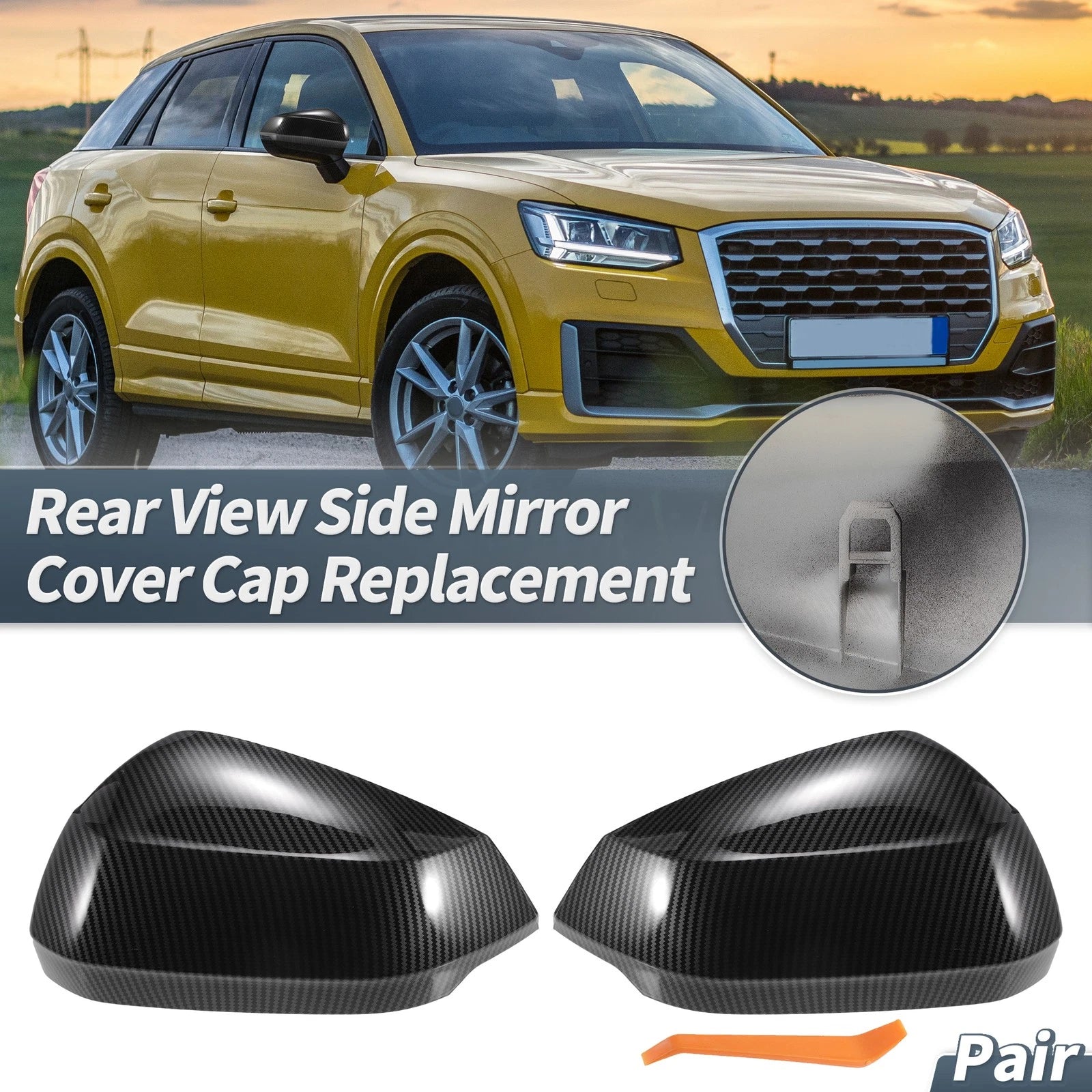 Rearview Mirror Cover Cap Pair Replacement for Audi Q2 Q3 (2013–2024)