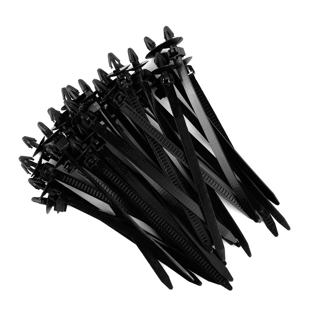 30pcs Nylon Cable Ties for Car Strap Push Zip Mount Retainer Clip Clamp