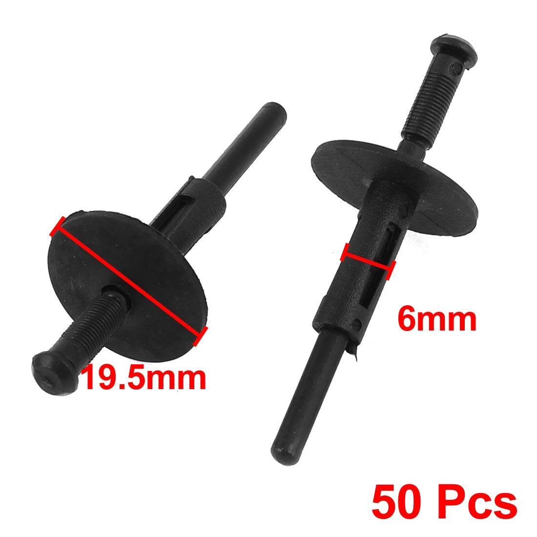 Mudguard Rivet Fastener 6mm Black Plastic 50 Pcs for BMW 5 Series (2004–2016)