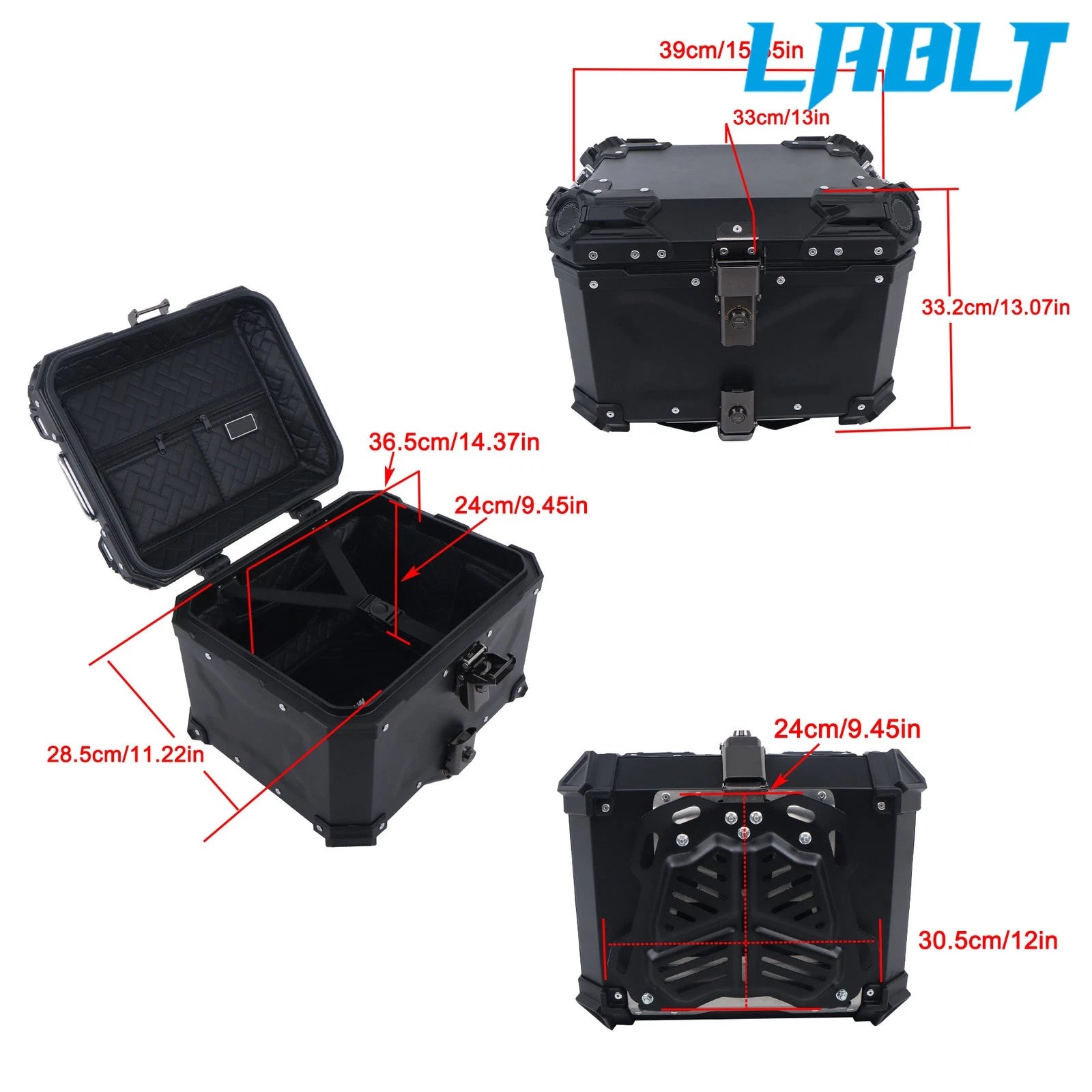 LABLT 45L Motorcycle Top Box for Motorcycle (Waterproof, Safety Lock)