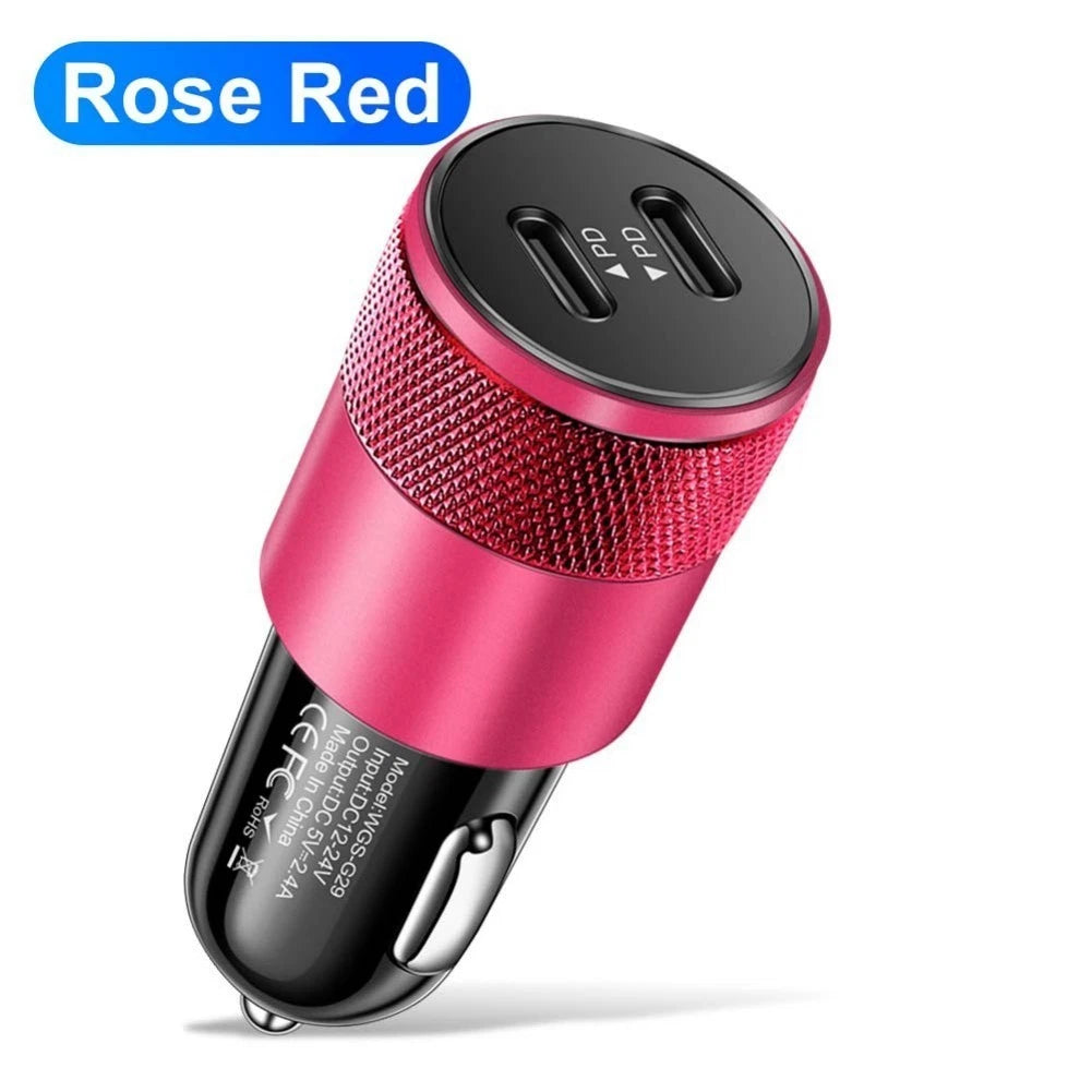 Dual USB C Car Charger Adapter for Compact Vehicles (2015–2023)